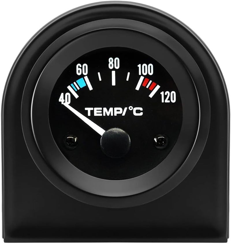 LKRXW Car Water Temp Gauge 2" 52mm Auto Water Temperature Gauge Meter Celsius Temp Pointer Instruments 12V Bright White Light Indicator 40 to 120 Celsius - Image 1